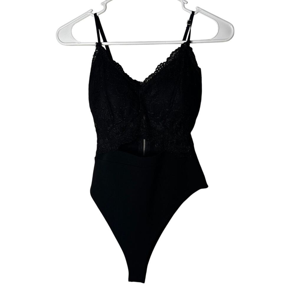 Faded Rose Women Small Black Lace Bodysuit Padded Cut Out Streetwear Party 1 PC